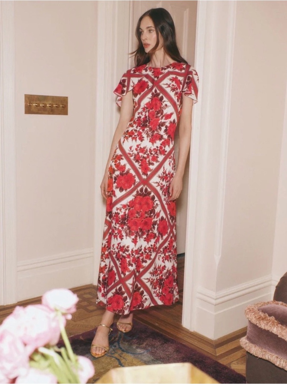 Hill house The Davina Dress red diamond rose